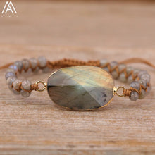 Charger l'image dans la galerie, BRACELET À BRELOQUES EN PIERRE DE LUNE TISSÉES