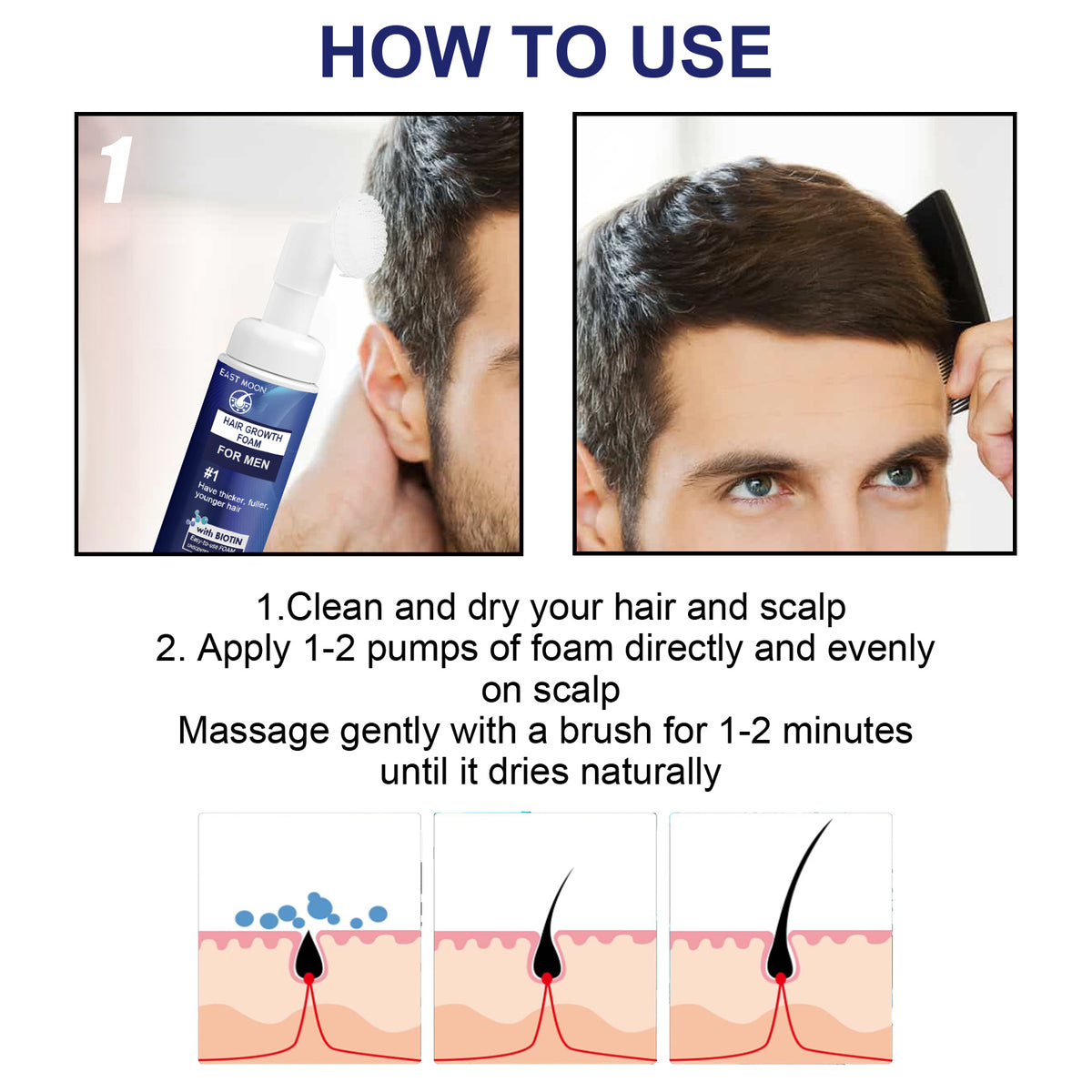 Mousse capillaire pour homme à la biotine et à l’huile de ricin