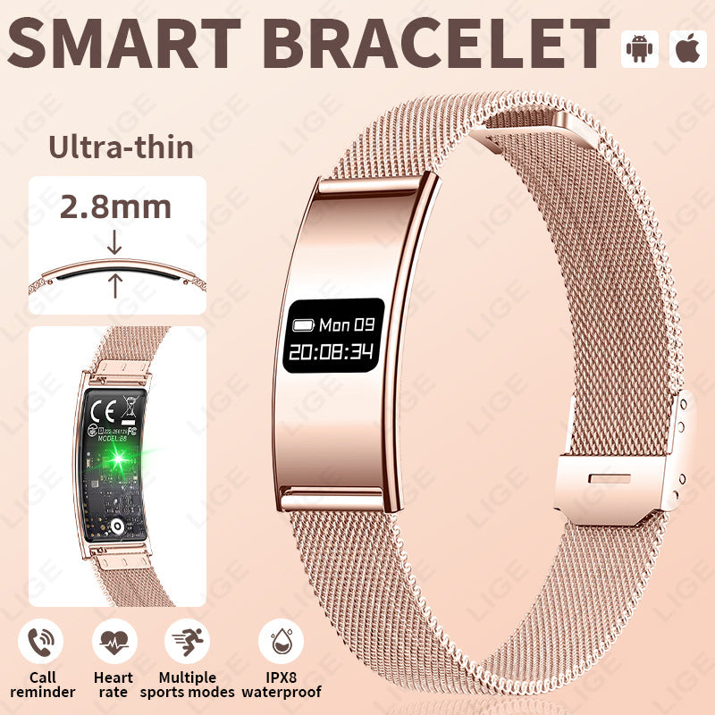 Bracelet connecté B8 avec recharge magnétique, plusieurs finitions