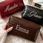 Trousse de maquillage en PU effet crocodile