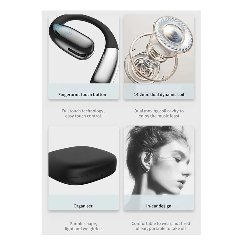 Écouteurs sans fil A38 à oreilles ouvertes, Bluetooth 5.4