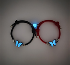 Bracelets pour couple à motif papillon et cœur aimanté