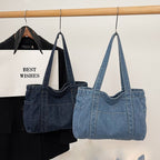 Sac cabas en denim zippé – bleu clair ou bleu foncé