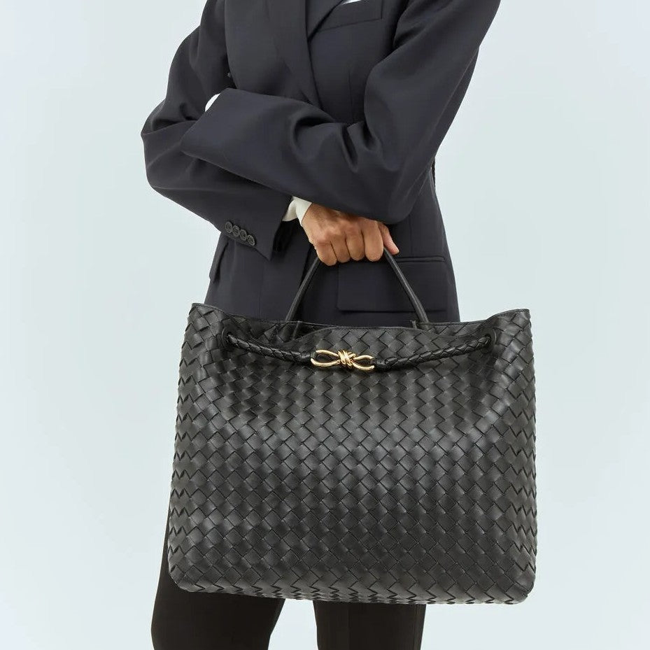 Sac cabas en cuir tressé avec bandoulière