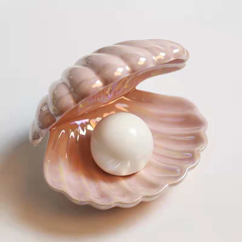 Creative Shell Night Light Bedroom Headlight Nordic Internet Celebrity Girl Heart Dream Pearl Ceramic Light Desktop Decoration - BOSSOUASHOP