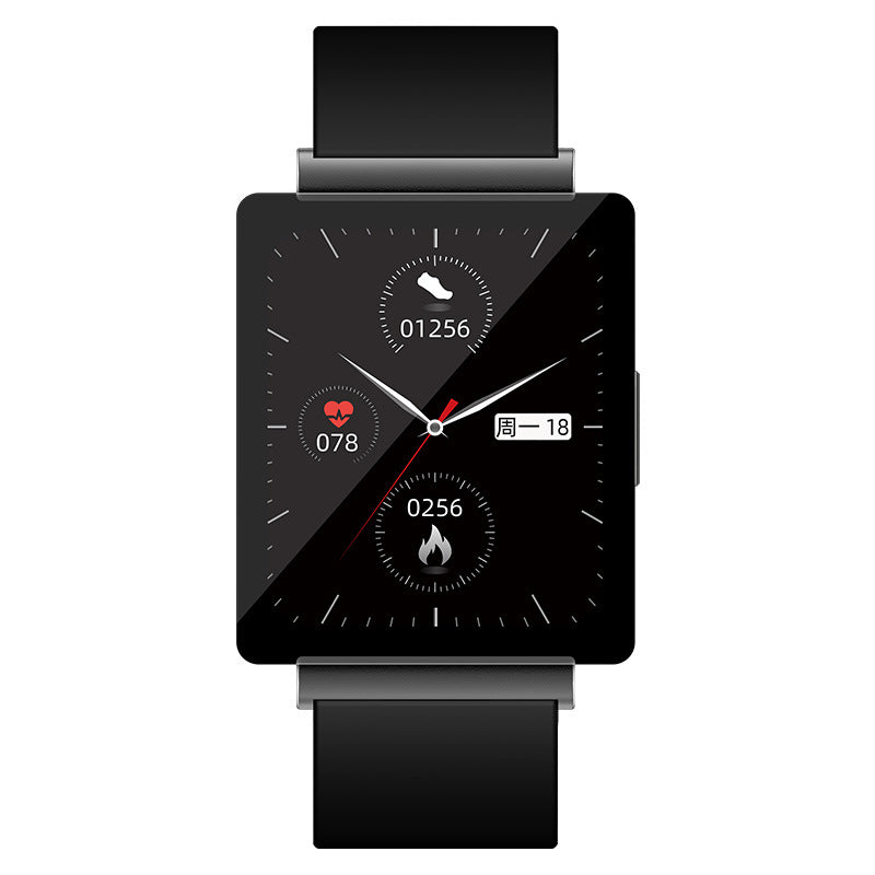 Montre connectée noire avec appels Bluetooth et bracelet en silicone