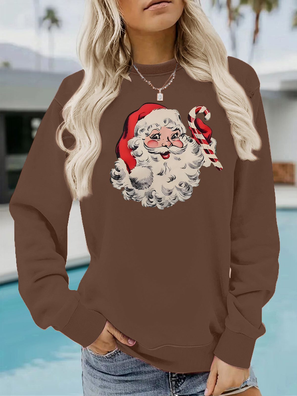 Sweat ample pour femme à imprimé Père Noël