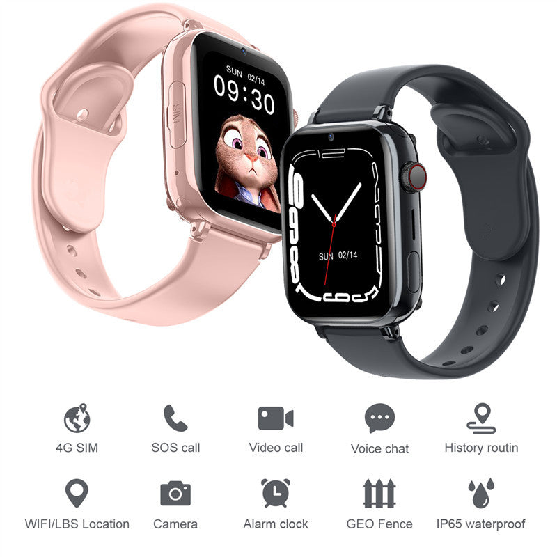 Montre connectée pour enfants avec carte SIM, rose ou noire