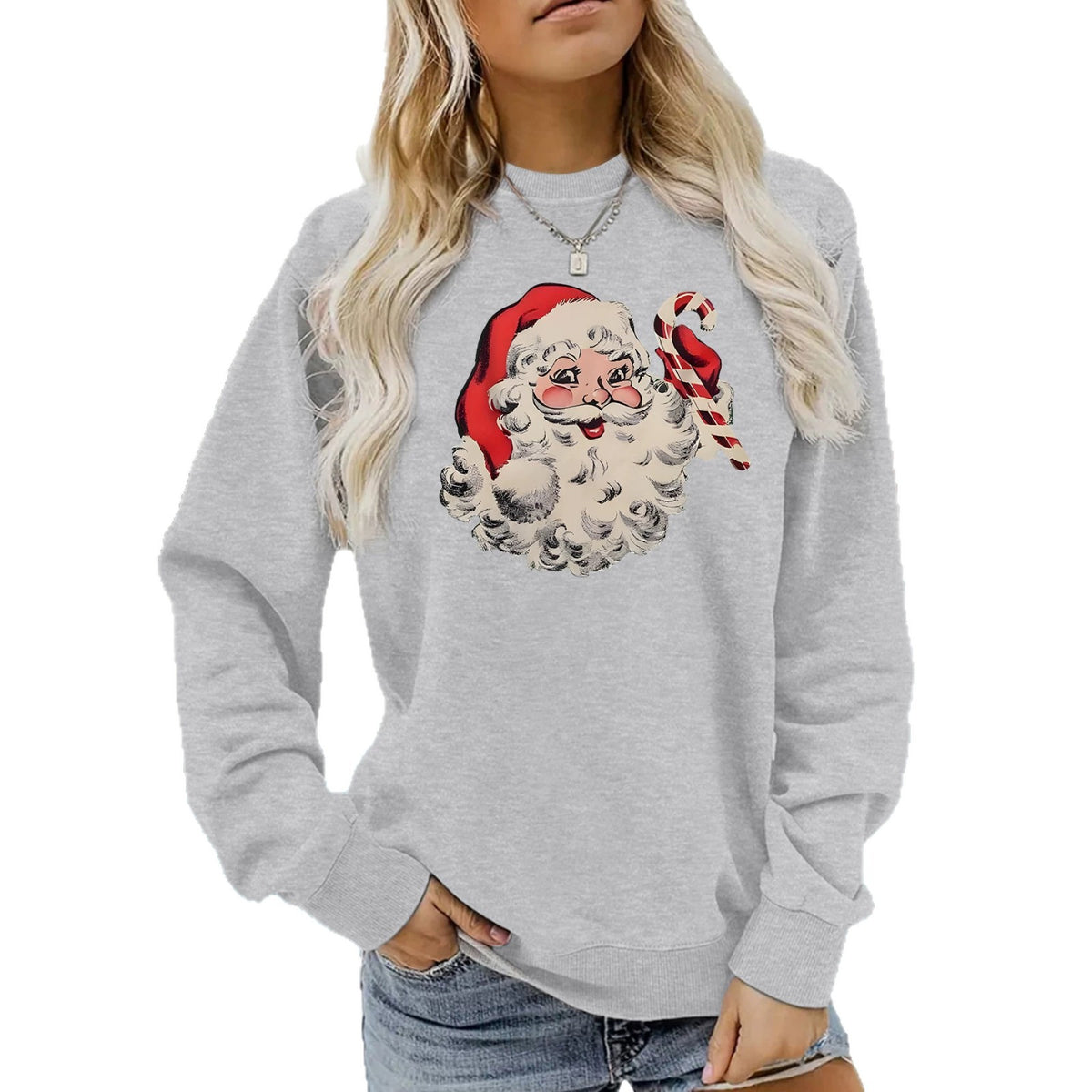 Sweat ample pour femme à imprimé Père Noël