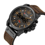 Montre à quartz pour homme avec bracelet en cuir, cadran de 47 mm