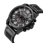 Montre à quartz pour homme avec bracelet en cuir, cadran de 47 mm