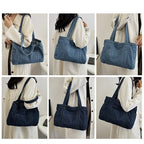 Sac cabas en denim zippé – bleu clair ou bleu foncé