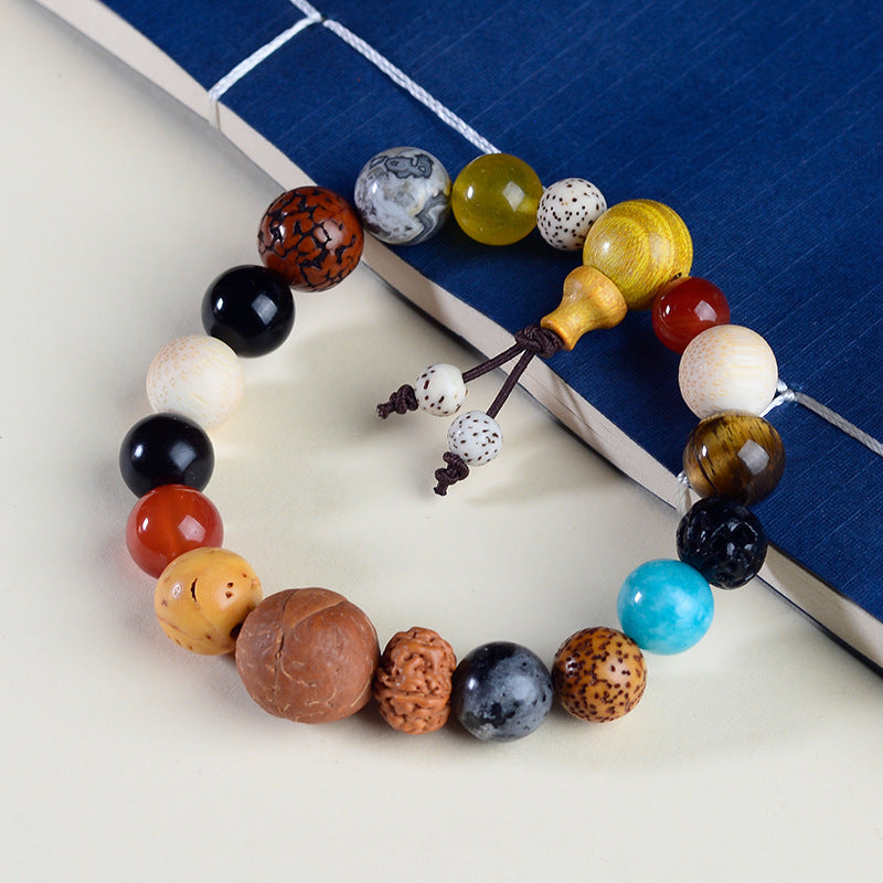 Bracelet de prière en graines de bodhi multicolores
