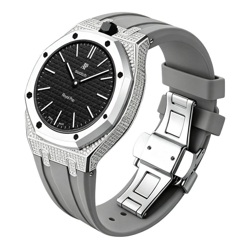 Ensemble boîtier de montre à strass et bracelet en silicone