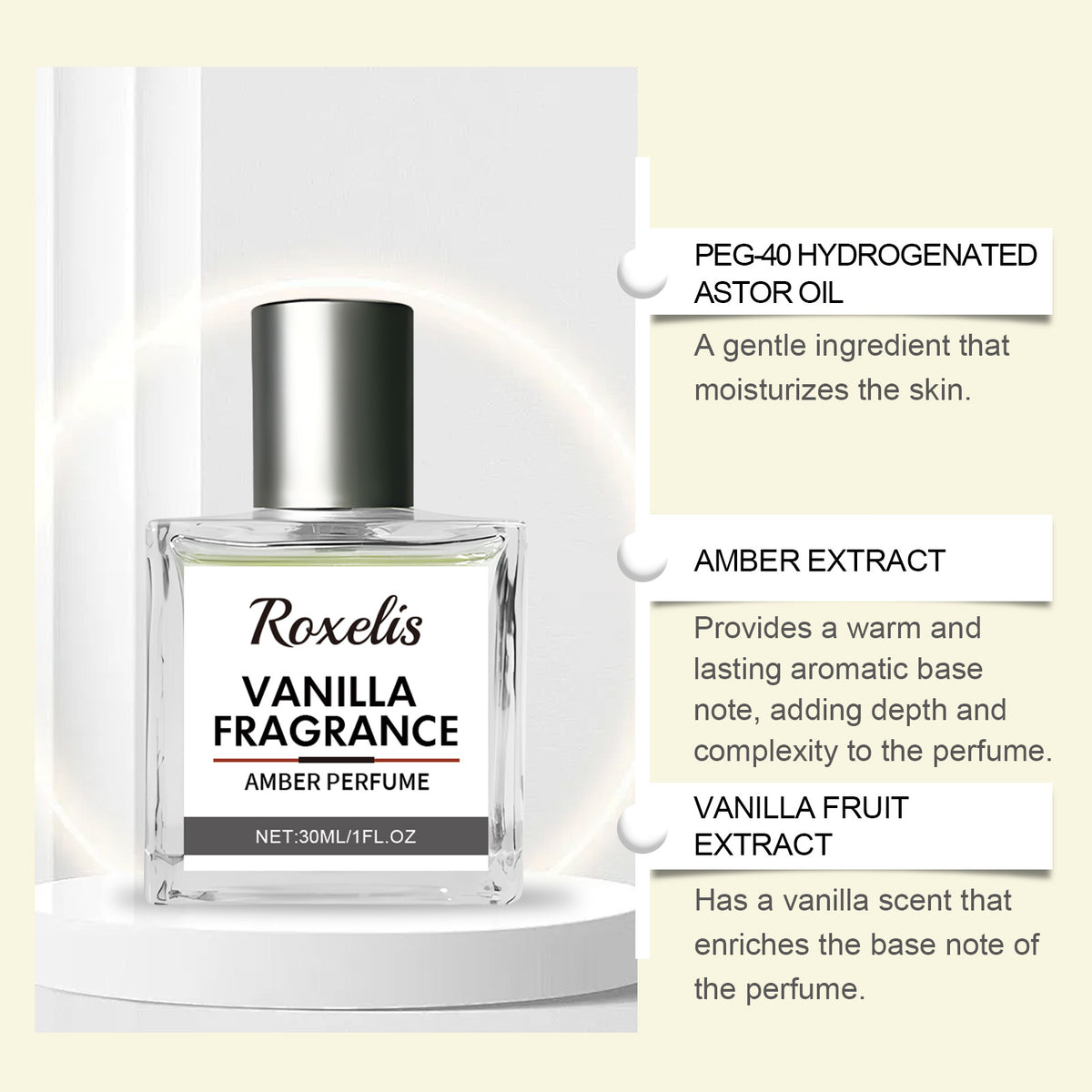 Eau de toilette Roxelis vanille et ambre