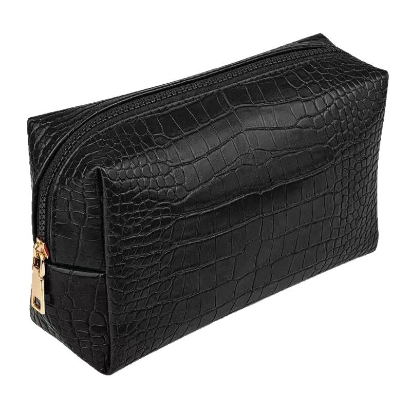 Trousse de maquillage en PU effet crocodile