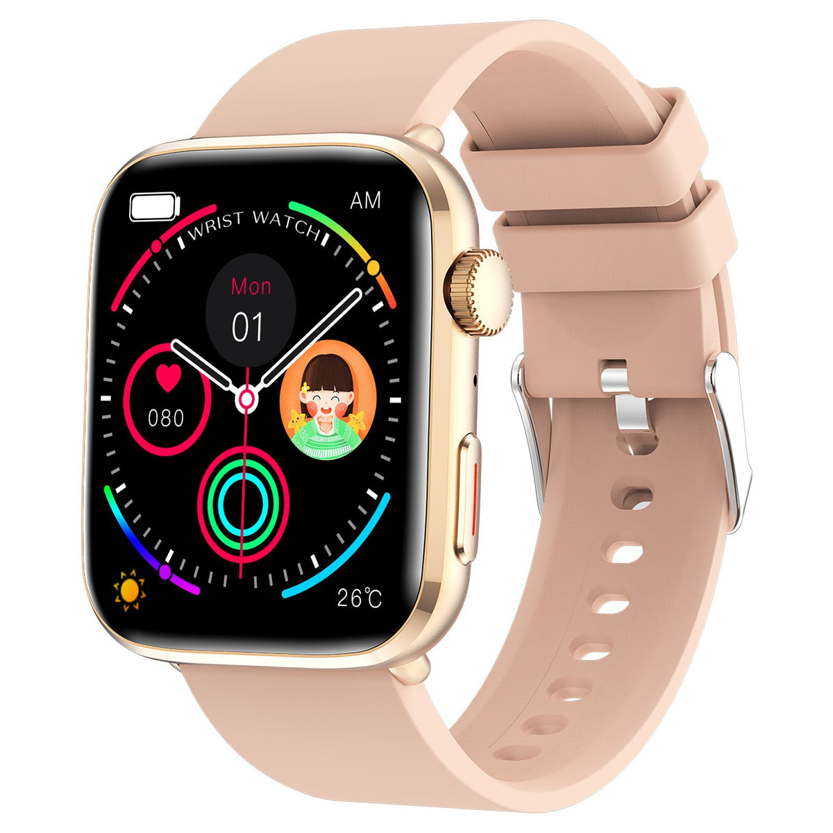 Montre connectée T92 avec écran TFT et bracelet en silicone