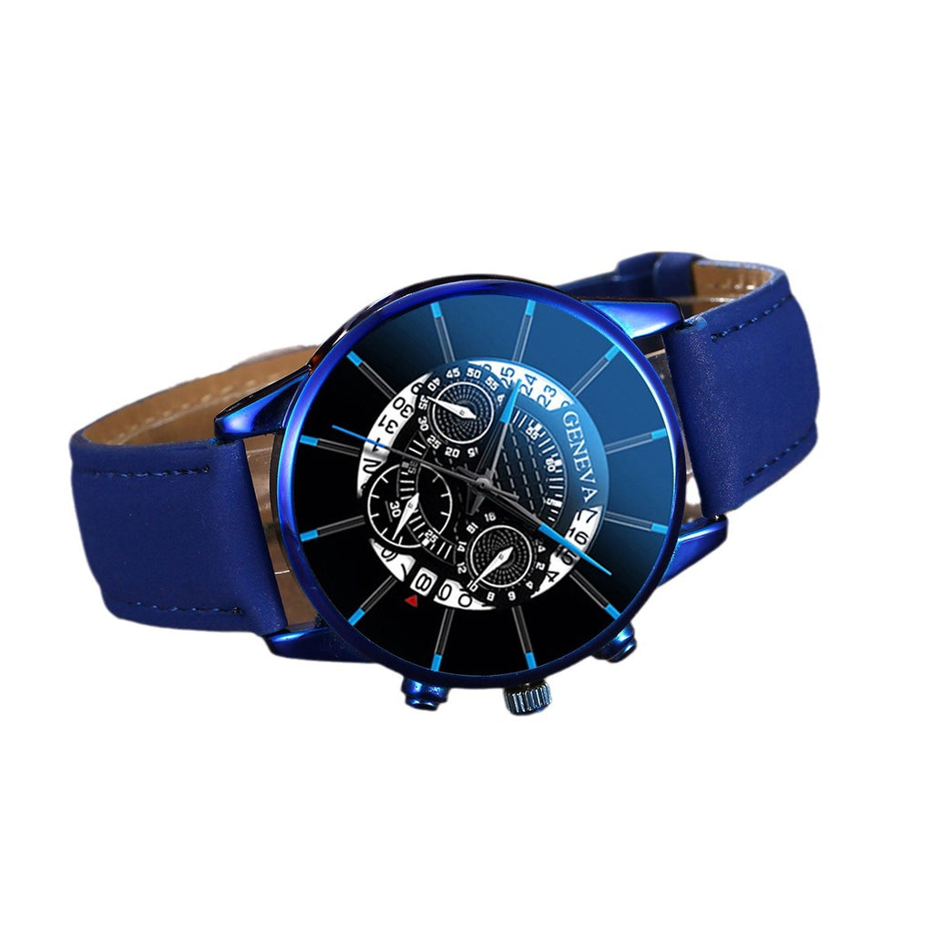 Montre à quartz avec bracelet en similicuir, cadran de 42 mm