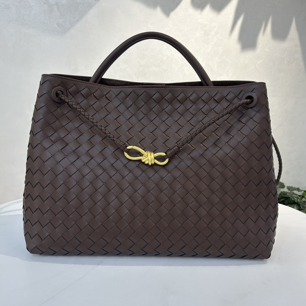 Sac cabas en cuir tressé avec bandoulière
