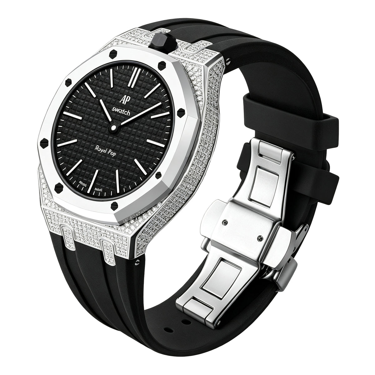 Ensemble boîtier de montre à strass et bracelet en silicone