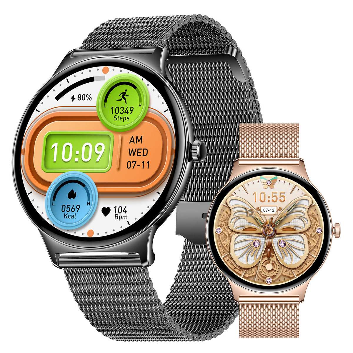 Montre connectée V89 à cadran rond, plusieurs coloris au choix
