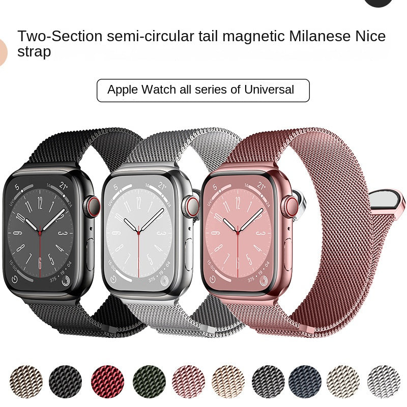 Bracelet milanais en acier à fermeture magnétique, compatible Apple Watch