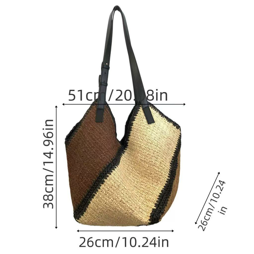 Sac d’épaule en papier tissé à rayures multicolores