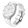 Ensemble boîtier de montre à strass et bracelet en silicone