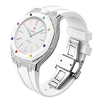 Ensemble boîtier de montre à strass et bracelet en silicone