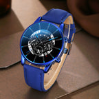Montre à quartz avec bracelet en similicuir, cadran de 42 mm