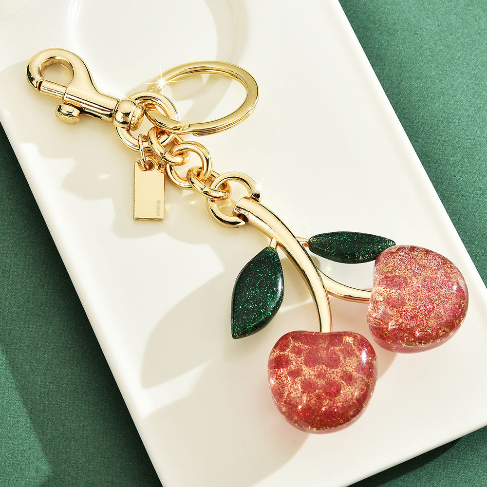 Porte-clés et bijou de sac à motif cerise