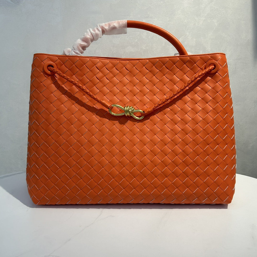 Sac cabas en cuir tressé avec bandoulière