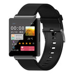 Montre connectée noire avec appels Bluetooth et bracelet en silicone