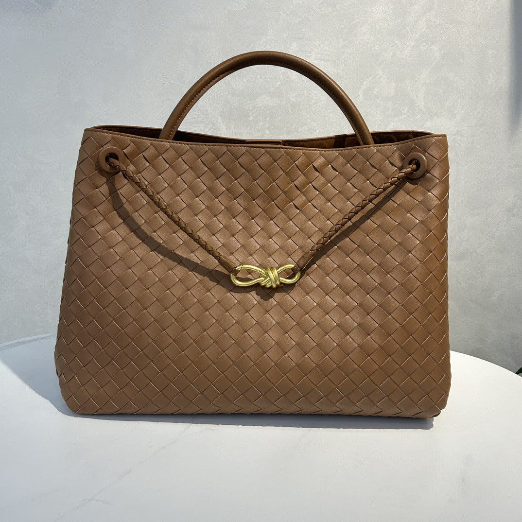 Sac cabas en cuir tressé avec bandoulière