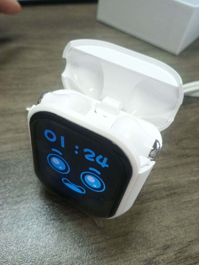 Écouteurs sans fil Bluetooth avec écran couleur, noir ou blanc métallisé