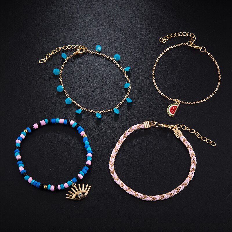 BRACELETS DE CHEVILLE EN PERLES COLORÉES BOHO