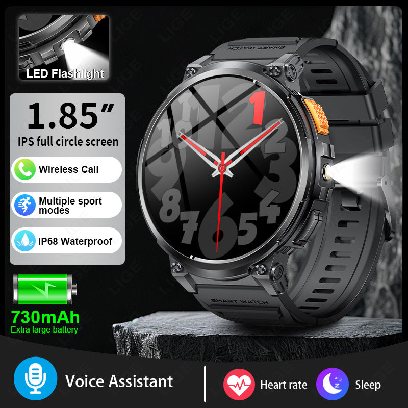 Montre connectée K66 avec lampe torche et appels Bluetooth