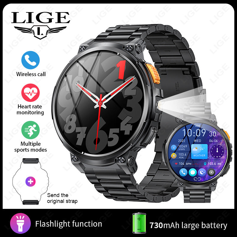 Montre connectée K66 avec lampe torche et appels Bluetooth