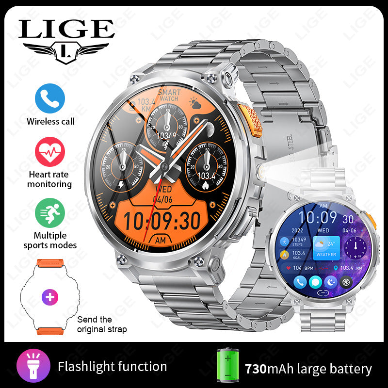 Montre connectée K66 avec lampe torche et appels Bluetooth