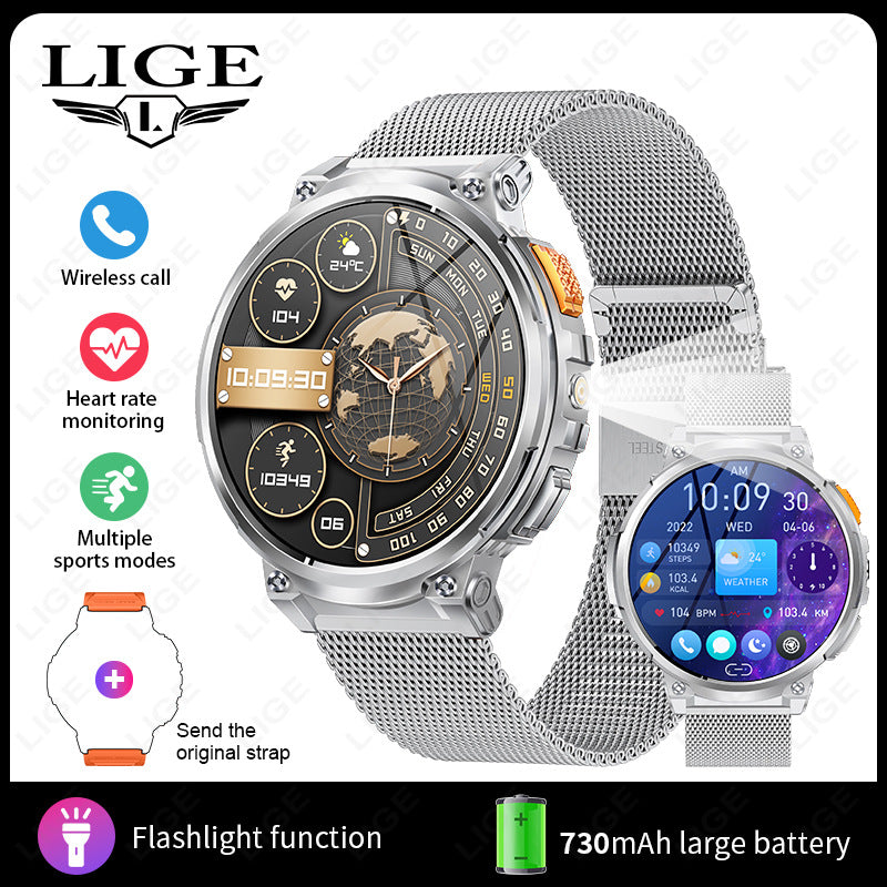 Montre connectée K66 avec lampe torche et appels Bluetooth