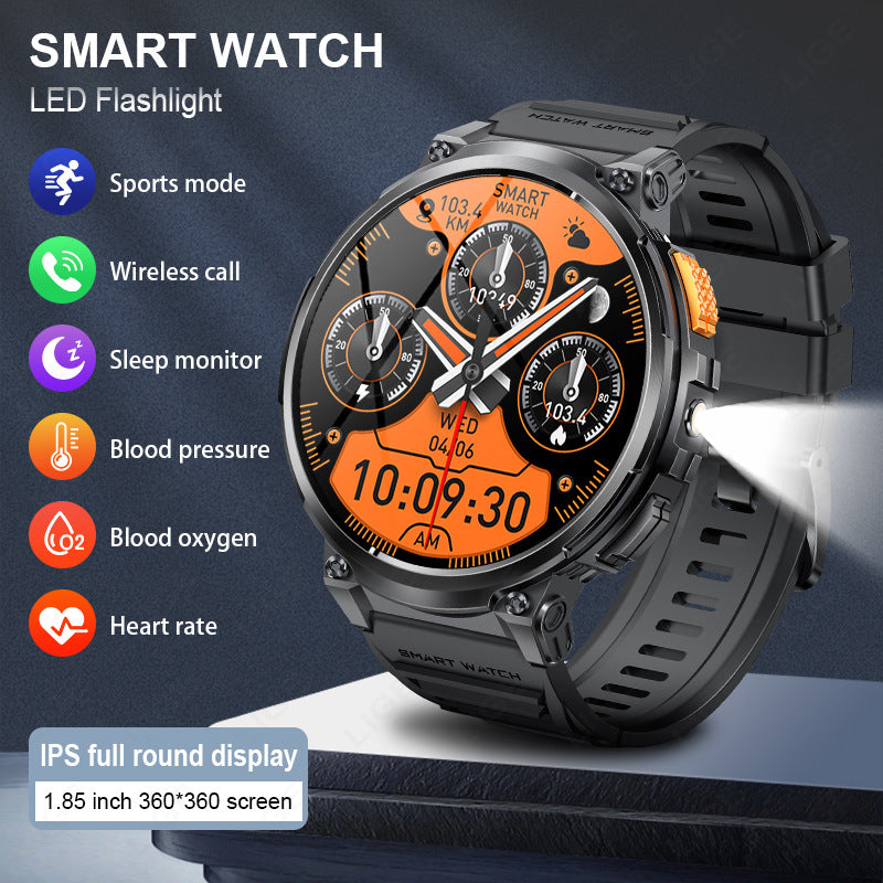 Montre connectée K66 avec lampe torche et appels Bluetooth