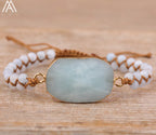 BRACELET À BRELOQUES EN PIERRE DE LUNE TISSÉES