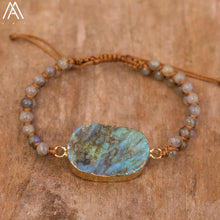 Charger l&#39;image dans la galerie, BRACELET À BRELOQUES EN PIERRE DE LUNE TISSÉES
