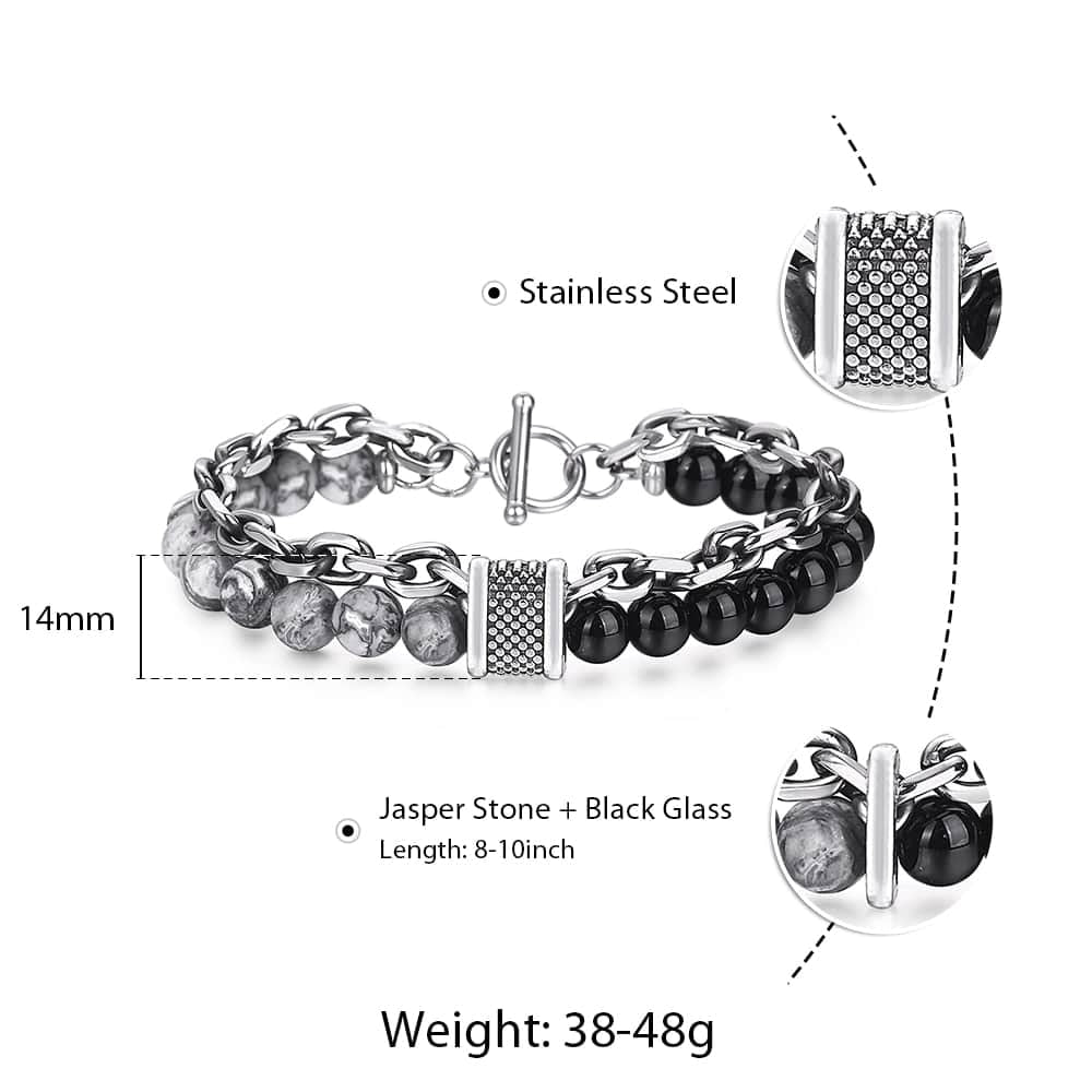 NATURAL MAP STONE BEADED BRACELET