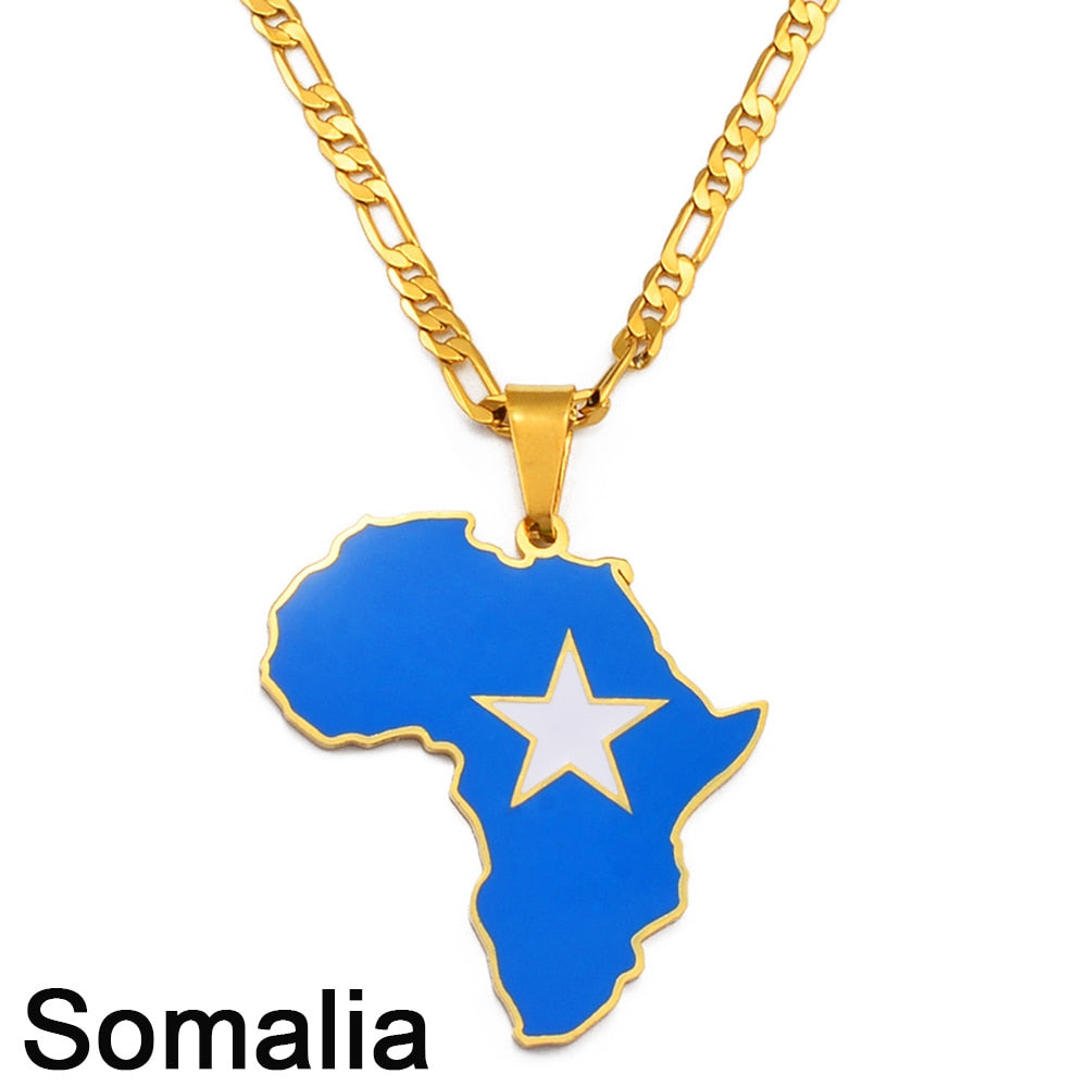 PENDENTIF A MOTIF DE CARTE D'AFRIQUE - BOSSOUASHOP