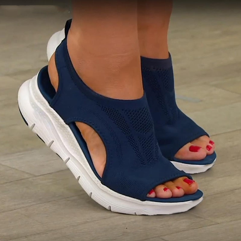 MESH WEDGE SANDALS