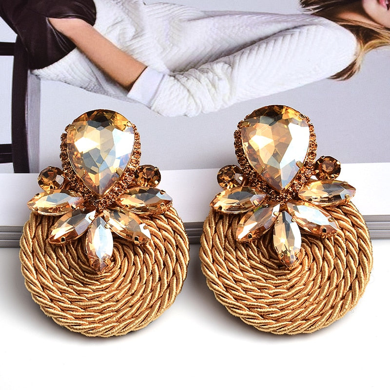 BOUCLES D'OREILLES RONDES EN CRISTAL COLORÉ