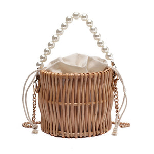 SAC A MAIN ROND TISSE EN PAILLE - BOSSOUASHOP