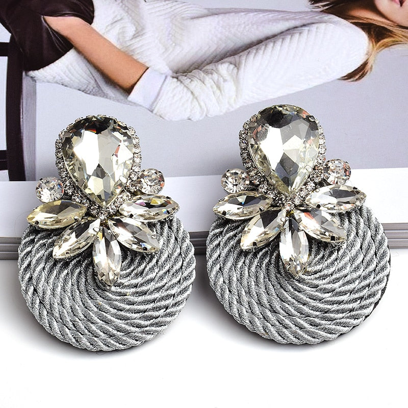 BOUCLES D'OREILLES RONDES EN CRISTAL COLORÉ