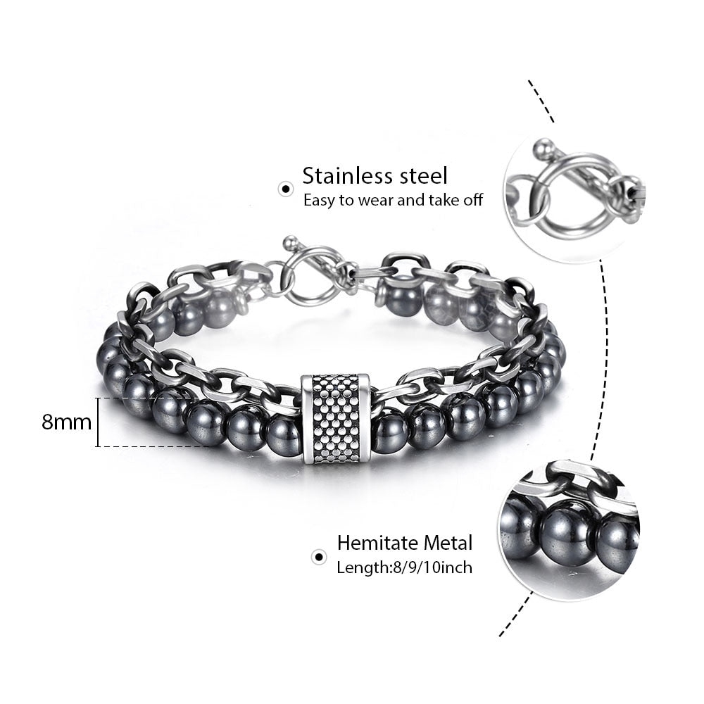 BRACELET PERLÉ EN PIERRE DE CARTE NATURELLE